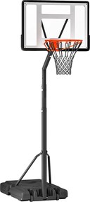 HOMCOM Állítható Kosárlabda Gyűrű Kerekes Töltőanyaggal Ellátott Alap 302-352 cm Magassággal Gyerekek és Felnőttek Számára Fekete | Aosom