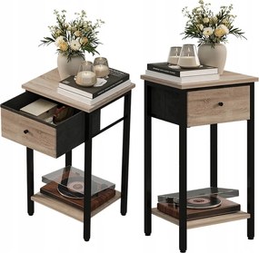 Éjjeli Asztal Komód Szekrény Fiókos Polc Világos Ipari Barna Loft 51CM