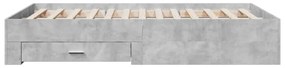 betonszürke szerelt fa ágykeret fiókokkal 120 x 200 cm