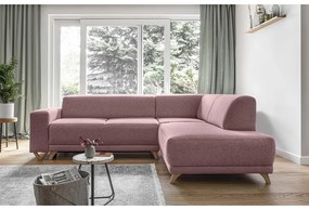 Rózsaszín kinyitható-tárolóhelyes sarokkanapé (jobb oldali-L alakú) Classy Sophie – Miuform