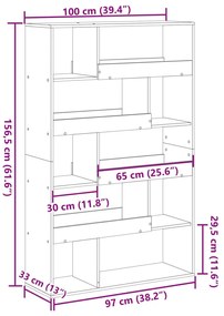 fekete szerelt fa térelválasztó 100 x 33 x 156,5 cm
