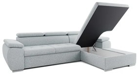 PADUA ággyá alakítható L-alakú, jobb oldali sarokülőgarnitúra tárolóval, szürke