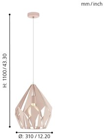 EGLO 49024 - Csillár zsinóron CARLTON-P 1xE27/60W/230V