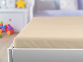Jersey gumis lepedő gyerekágyhoz világos bézs 70 x 140 cm