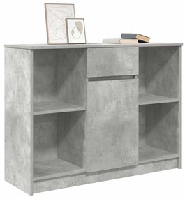 betonszürke szerelt fa tálalószekrény fiókos 101x35x76 cm