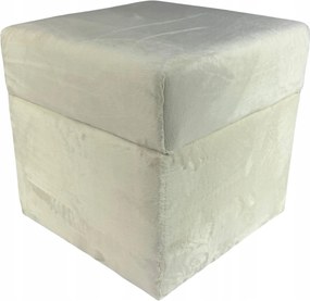 Négyzet alakú nyitható puff velvet minky bézs szín