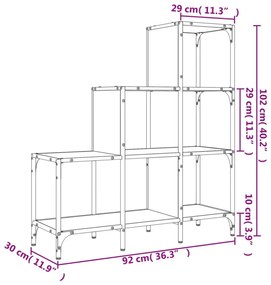 fekete szerelt fa és fém könyvszekrény 92 x 30 x 102 cm