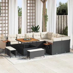 Kerti Kanapé Szett 12 pcs Fekete és krémszínű 100 x 100 x 71 cm