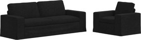 vidaXL Kanapé 2 pcs Fekete 182 x 80 x 82 cm szövet