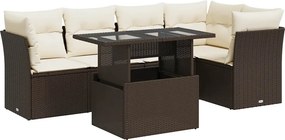 vidaXL 6 részes barna polyrattan kerti ülőgarnitúra párnával