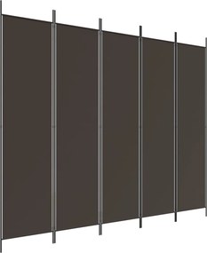 vidaXL 5 paneles barna szövet paraván 250x200 cm