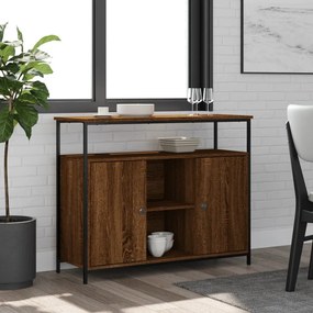 barna tölgy színű szerelt fa tálalószekrény 100 x 35 x 80 cm