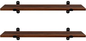 Falipolc készlet, 2 DB-os úszó dekoratív polc, 60x20x7 cm, barna és fekete
