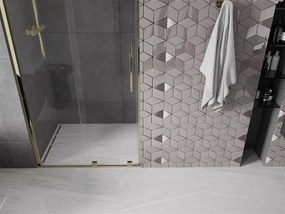 Mexen Velar, nyitható tolóajtó 75x200 cm, 8mm átlátszó üveg, arany fényes, 871-075-000-01-50
