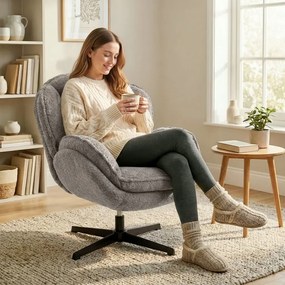 HOMCOM Modern wingback fotel, bársony fotel négycsillagos talppal, S-rugókkal, szürke
