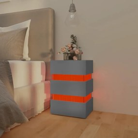 szürke szerelt fa LED-es éjjeliszekrény 45 x 35 x 67 cm