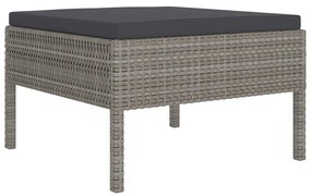 11 részes szürke polyrattan kerti bútorszett párnákkal