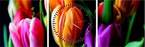 Tulipánok képe fekete alapon (órával) (90x30 cm)