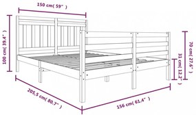 tömör fa ágykeret 150 x 200 cm (King Size)