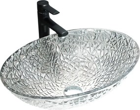 Mexen Goa 50 x 36 cm-es, átlátszó, üveg, munkalapi mosdókagyló - 24085000
