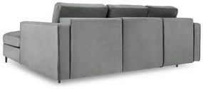 Santo világosszürke kinyitható bársony sarokkanapé, jobb oldali - Milo Casa