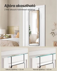 Teljes alakos tükör, edzett üveggel, alumíniumötvözet kerettel, 120 x 40 cm, tintafekete