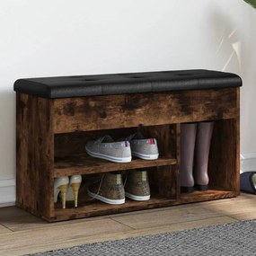 füstös tölgy színű szerelt fa cipőtároló pad 82 x 32 x 45,5 cm