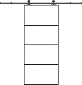 vidaXL ESG üveg és alumínium tolóajtó fémszerelvény-szettel 90x205 cm