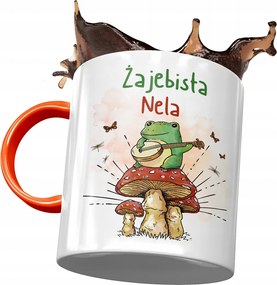 Narancssárga Bögre Neli Feleség Barátnő Ajándék Nyomtatott Fotóval