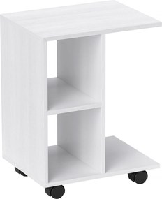 HOMCOM C-Formájú Oldalsó Asztal Görgőkkel, Kávézó Asztal, Hordozható Kanapé Asztal, Kis Terekhez, 45 x 35 x 58 cm, Fehér | Aosom