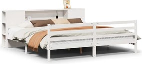 vidaXL fehér tömör fenyőfa könyvespolcos ágy matrac nélkül 200x200 cm