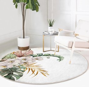 Krémszínű mosható-robotporszívóval tisztítható kerek szőnyeg ø 120 cm Comfort – Mila Home