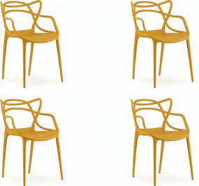 4 db műanyag KATO szék szett, mustársárga