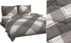 Ágyneműhuzat 160x200 szürke sötét bézs fehér kockás 4746 B pamut Max