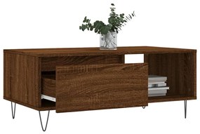 Barna tölgyszínű szerelt fa dohányzóasztal 90x50x36,5 cm