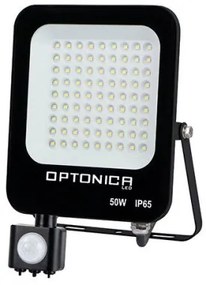 LED reflektor , 50 Watt , Ultra Slim , SMD , mozgásérzékelős , hideg fehér , fekete ház , IP65 , Optonica