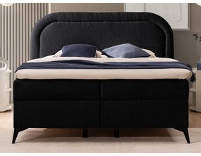 Fekete ágyneműtartós boxspring ágy 140x200 cm Ornes – Ropez