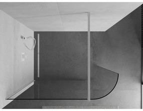 Mexen Kioto, lekerekített zuhanyparaván 150 x 200 cm, 8 mm átlátszó üveg, fehér profil, 800-150-101-20-06