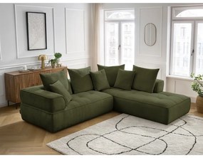 Zöld zsenília sarokkanapé (jobb oldali-L alakú) Whesley – Bobochic Paris