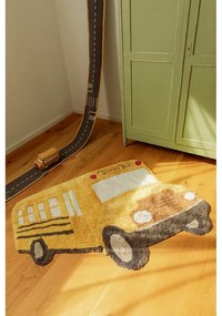 Okkersárga mosható-kézi szövésű pamut gyerek szőnyeg 90x130 cm School Bus – Lorena Canals