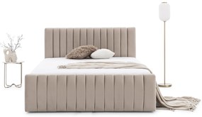 Nicole franciaágy 160x200 tárolóval - bézs Velluto 2 bársony