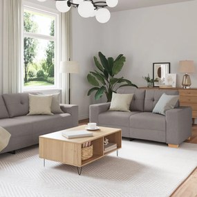 2 Darabos Kanapé Szett Párnákkal Taupe Szövet