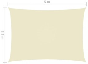 krémszínű téglalap alakú oxford-szövet napvitorla 3,5 x 5 m