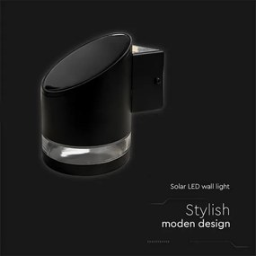 LED Kültéri napelemes fali lámpa LED/1W/3,7V 3000K IP54 1200 mAh fekete