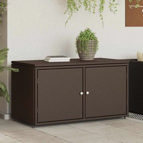 vidaXL barna polyrattan kerti tárolószekrény 110 x 55 x 60,5 cm