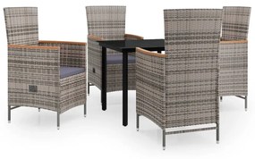 vidaXL 5 részes szürke kerti étkezőgarnitúra párnákkal