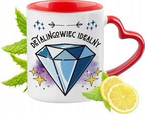 Piros bögre szív alakú füllel kiskereskedőknek ajándékba