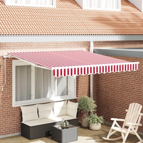 Kézi Behúzható Napernyő Piros és Fehér Csík 300x250 cm