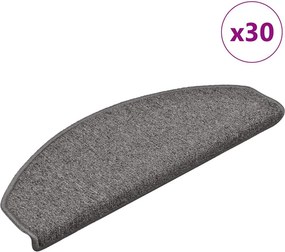 vidaXL 30 db sötétszürke, félkör alakú, nagy lépcsőszőnyegek 65 x 24 x 4 cm