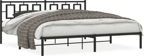 vidaXL fekete fém ágykeret fejtámlával 200 x 200 cm